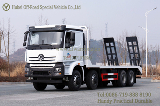 500hp 8X4 Flatbed Trailer Four-axle Truck_Four-axle Flatbed Truck_Hydraulic Ladder Flatbed Truck