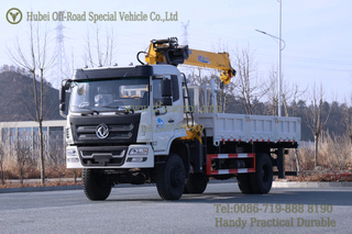 Dongfeng 6.3-ton 4WD Truck-mounted Crane_White Flat-nose Cab-over-engine Truck with A Crane And Cargo Box