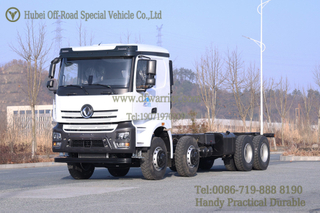 8X4 Flatbed Trailer 500-horsepower Four-axle Chassis_Hydraulic Ladder Flatbed Truck