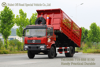 Red 4×2 210hp Flap-sided Dump Truck_Grain And Log Transport Dump Truck Export Version